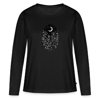 Mystical Mohn Wilde Blumen Boho Star Moon Geschenk - Frauen Premium Bio Langarmshirt - Schwarz - Vorne - Julia (174cm)