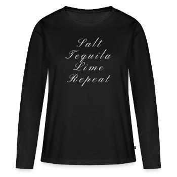 Salz Tequila Lime Repeat Geschenke Partyliebhaber - Frauen Premium Bio Langarmshirt - Schwarz - Vorne - Julia (174cm)