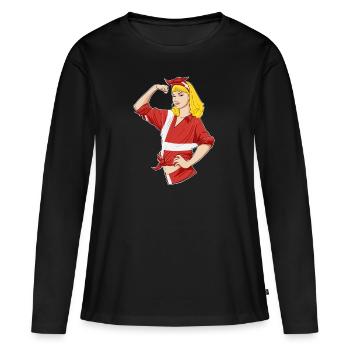 Danish Girl Unbreakable I Danish Heritage I - Frauen Premium Bio Langarmshirt - Schwarz - Vorne - Julia (174cm)