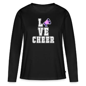 Liebes-Beifall Cheerleader-Mädchen-Megaphon - Frauen Premium Bio Langarmshirt - Schwarz - Vorne - Julia (174cm)