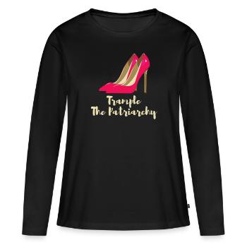 Piétiner la citation patriarcale Crash Shoe Girl - T-shirt manches longues Premium bio Femme - noir - Devant - Julia (174cm)