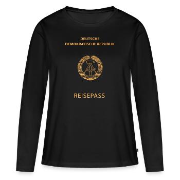 DDR Nostalgie Ostalgie Ossi Geschenk - Frauen Premium Bio Langarmshirt - Schwarz - Vorne - Julia (174cm)