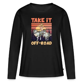 Prenez-le OFF-ROAD Trailrunning Wolfpack - T-shirt manches longues Premium bio Femme - noir - Devant - Julia (174cm)
