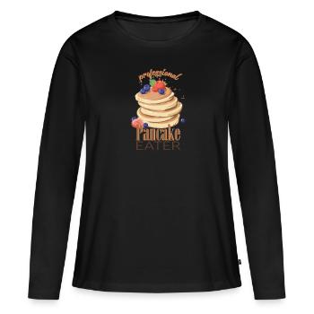 Mangeur de crêpes Amateurs sucrés de dent sucrée - T-shirt manches longues Premium bio Femme - noir - Devant - Julia (174cm)