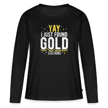 Inondation d’or Extraction d’or - T-shirt manches longues Premium bio Femme - noir - Devant - Julia (174cm)