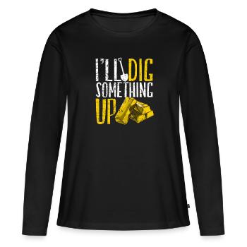Inondation d’or Extraction d’or - T-shirt manches longues Premium bio Femme - noir - Devant - Julia (174cm)
