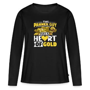 Inondation d’or Extraction d’or - T-shirt manches longues Premium bio Femme - noir - Devant - Julia (174cm)