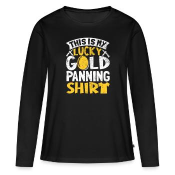 Inondation d’or Extraction d’or - T-shirt manches longues Premium bio Femme - noir - Devant - Julia (174cm)