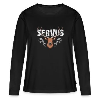 Servus Styrie Bavière Dirndl Femmes - T-shirt manches longues Premium bio Femme - noir - Devant - Julia (174cm)