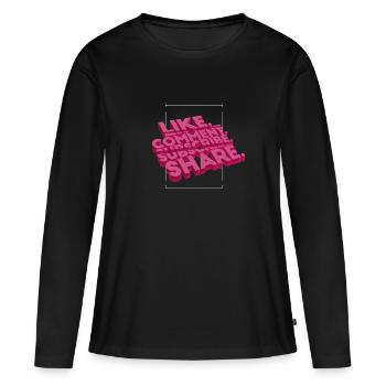 Gefällt Mir Kommentieren Abonnieren Teilen Bloger - Frauen Premium Bio Langarmshirt - Schwarz - Vorne - Julia (174cm)