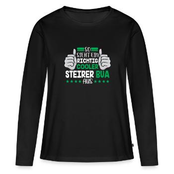 Voici à quoi ressemble un vrai Bua de Styrie de Styrie - T-shirt manches longues Premium bio Femme - noir - Devant - Julia (174cm)