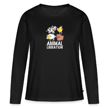 Tierbefreiung Vieh Veganer Tiere, Keine Nahrung - Frauen Premium Bio Langarmshirt - Schwarz - Vorne - Julia (174cm)