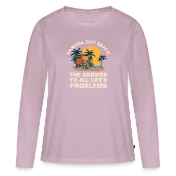 Panama City Beach Répondre à tous les problèmes de la vie - T-shirt manches longues Premium bio Femme - rose poudré - Devant - Julia (174cm)