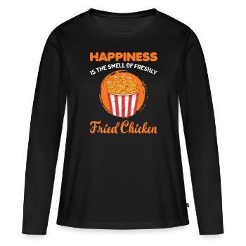 Lebensmittel-Liebhaber Knuspriges Brathähnchen Foo - Frauen Premium Bio Langarmshirt - Schwarz - Vorne - Julia (174cm)