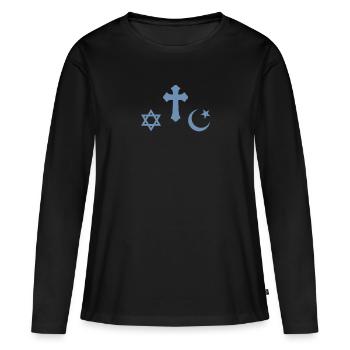Religion Judaïsme Islam Christianisme - T-shirt manches longues Premium bio Femme - noir - Devant - Julia (174cm)