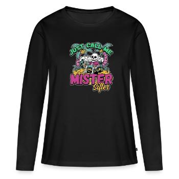 Fossil Tooth Collector Design for a Shark Fossil - Frauen Premium Bio Langarmshirt - Schwarz - Vorne - Julia (174cm)