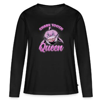 Fossil Tooth Collector Design for a Shark Fossil - Frauen Premium Bio Langarmshirt - Schwarz - Vorne - Julia (174cm)