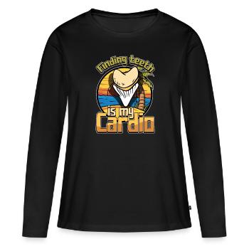 Fossil Tooth Collector Design for a Shark Fossil - Frauen Premium Bio Langarmshirt - Schwarz - Vorne - Julia (174cm)