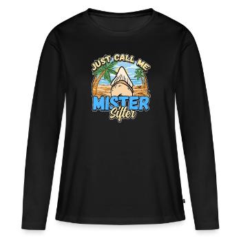 Fossil Tooth Collector Design for a Shark Fossil - Frauen Premium Bio Langarmshirt - Schwarz - Vorne - Julia (174cm)