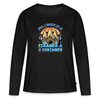 Fossil Tooth Collector Design for a Shark Fossil - Frauen Premium Bio Langarmshirt - Schwarz - Vorne - Julia (174cm)