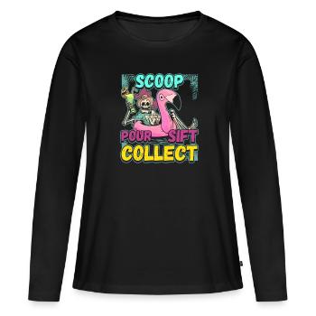 Fossil Tooth Collector Design for a Shark Fossil - Frauen Premium Bio Langarmshirt - Schwarz - Vorne - Julia (174cm)