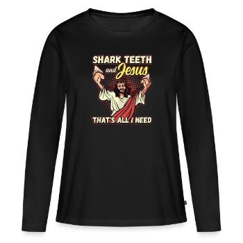 Fossil Tooth Collector Design for a Shark Fossil - Frauen Premium Bio Langarmshirt - Schwarz - Vorne - Julia (174cm)