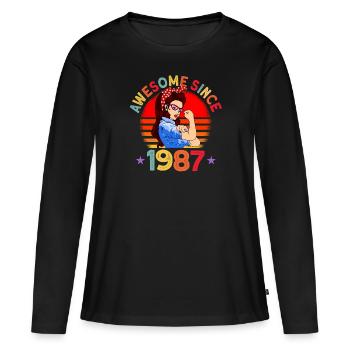 Awesome since 1987 Women 35th Birthday Gift - Women's Premium Organic Long Sleeve Shirt - black - Front - Julia (174cm)