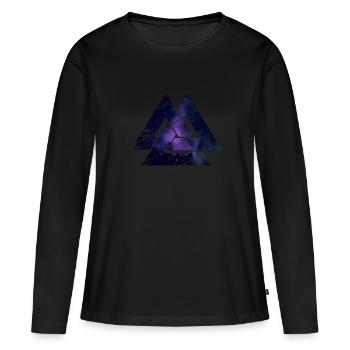 Valknut Wotan Nœud Guerriers Vikings Scandinaves - T-shirt manches longues Premium bio Femme - noir - Devant - Julia (174cm)