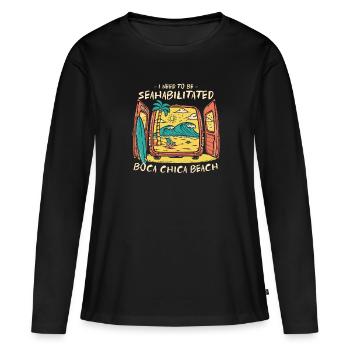 J’ai besoin d’être séahabilité Boca Chica Beach - T-shirt manches longues Premium bio Femme - noir - Devant - Julia (174cm)