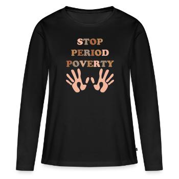 Stop Time Pauvreté Les gens disent non misère - T-shirt manches longues Premium bio Femme - noir - Devant - Julia (174cm)