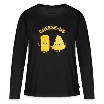 Fromage Mozzarella Fromage Amateur Fromage Gouda - T-shirt manches longues Premium bio Femme - noir - Devant - Julia (174cm)