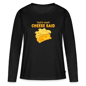 Fromage Mozzarella Fromage Amateur Fromage Gouda - T-shirt manches longues Premium bio Femme - noir - Devant - Julia (174cm)