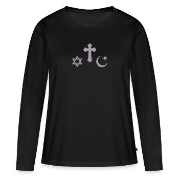 Religion Judaïsme Islam Christianisme - T-shirt manches longues Premium bio Femme - noir - Devant - Julia (174cm)