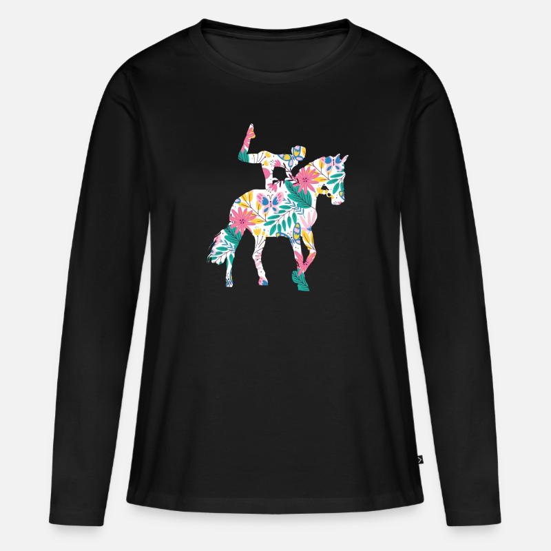 Voltigieren Volti Voltigier Pferde Pferdemädchen - Frauen Premium Bio Langarmshirt - Schwarz