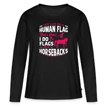 Voûter je fais des drapeaux à cheval - T-shirt manches longues Premium bio Femme - noir - Devant - Julia (174cm)