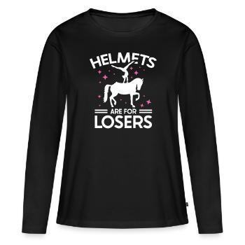 Les casques de voûte sont pour les perdants - T-shirt manches longues Premium bio Femme - noir - Devant - Julia (174cm)