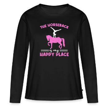 Voûter le cheval est mon endroit heureux - T-shirt manches longues Premium bio Femme - noir - Devant - Julia (174cm)