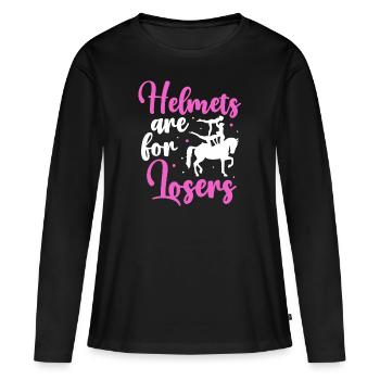 Les casques de voûte sont pour les perdants - T-shirt manches longues Premium bio Femme - noir - Devant - Julia (174cm)