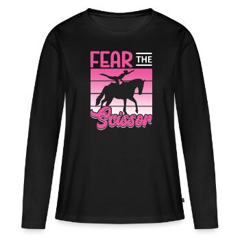 Voltigieren craint la voûte en ciseaux - T-shirt manches longues Premium bio Femme - noir - Devant - Julia (174cm)