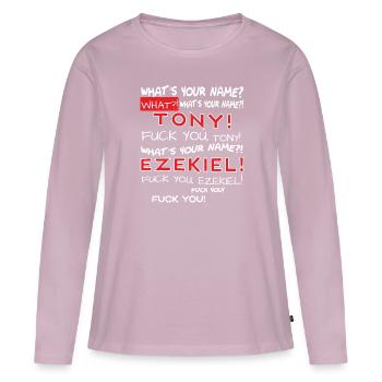 Tony et Ezekiel Meme Video Roof Criant - T-shirt manches longues Premium bio Femme - rose poudré - Devant - Julia (174cm)