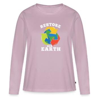 Jour de la Terre Tag Erde Notre Terre unsere Erde Planet - T-shirt manches longues Premium bio Femme - rose poudré - Devant - Julia (174cm)
