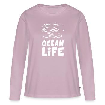 Bancs de poissons Vie Protection de l’environnement Planète Océan Mer - T-shirt manches longues Premium bio Femme - rose poudré - Devant - Julia (174cm)