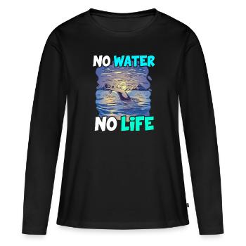 Pas d’eau pas de vie Protection de l’environnement Planète Océan Mer - T-shirt manches longues Premium bio Femme - noir - Devant - Julia (174cm)