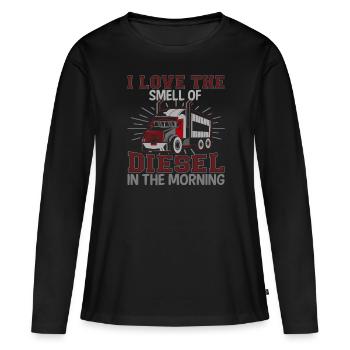 Ich Liebe Den Geruch Von Diesel Am Morgen - Frauen Premium Bio Langarmshirt - Schwarz - Vorne - Julia (174cm)