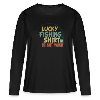 C’est ma chemise de pêche heureuse. Laver - T-shirt manches longues Premium bio Femme - noir - Devant - Julia (174cm)