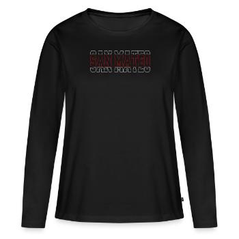 San Mateo California Im USA Rainbow Gemacht - Frauen Premium Bio Langarmshirt - Schwarz - Vorne - Julia (174cm)