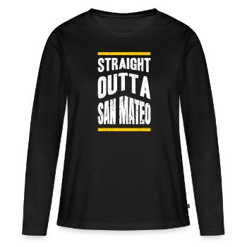 Direkt Aus San Mateo California Wanderstadt - Frauen Premium Bio Langarmshirt - Schwarz - Vorne - Julia (174cm)