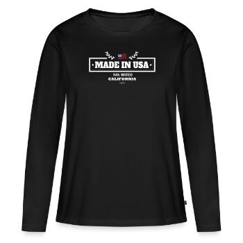 San Mateo California In Den USA Flaggen Amerika - Frauen Premium Bio Langarmshirt - Schwarz - Vorne - Julia (174cm)