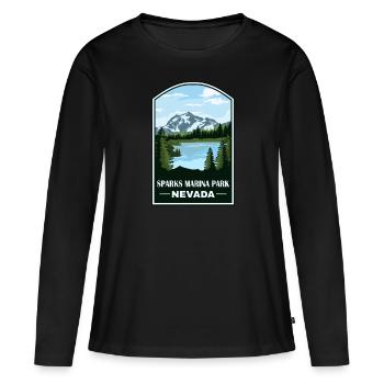 Sparks Marina Park Nevada Mountain Explorer - Frauen Premium Bio Langarmshirt - Schwarz - Vorne - Julia (174cm)
