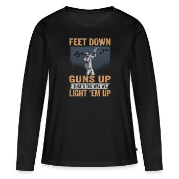 Duck Hunter Feet Down Guns Up Duck Hunting - Women's Premium Organic Long Sleeve Shirt - black - Front - Julia (174cm)